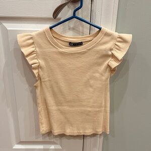 Cream Ruffle Sleeve Top